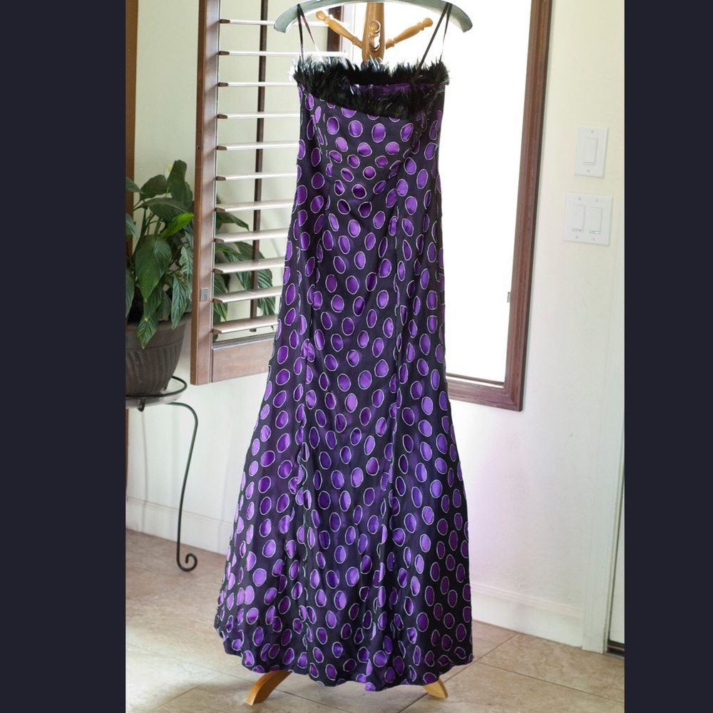 Strapless, Feathered, floor length Prom Dress